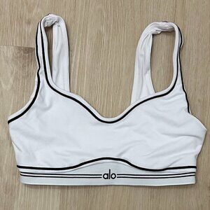 ALO Yoga White Bra with Black Trim